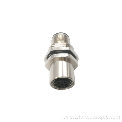 M12-5 pins male and female bulkhead mount connector